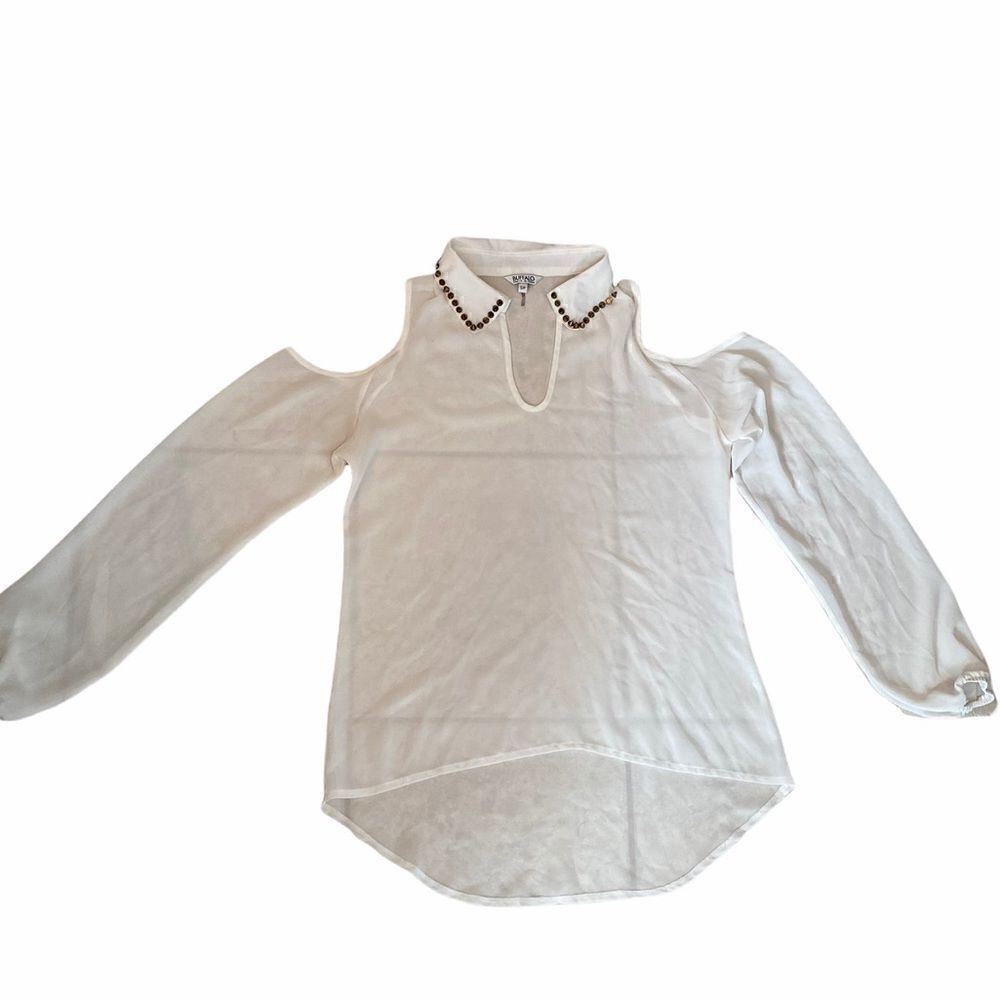 Buffalo David Bitton Studded Cold Shoulder Top Sm